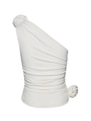 Magda Butrym Cream One Shoulder T Shirt