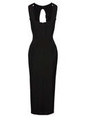 Magda Butrym Wool Midi Dress With Keyhole Opening, Black
