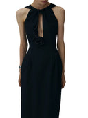 Magda Butrym Wool Midi Dress With Keyhole Opening, Black