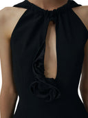Magda Butrym Wool Midi Dress With Keyhole Opening, Black