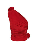 Magda Butrym Red One Shoulder T Shirt