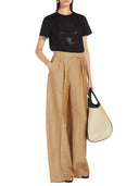 Pantalones de lino de pierna ancha de max mara