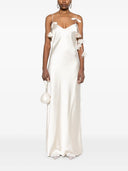 Self Portrait Satin Maxi Dress With Floral Applique