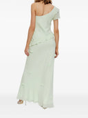 Self Portrait Long Georgette Dress With Floral Applique