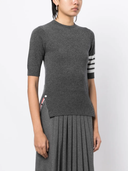 Thom Browne Signature 4 Bar Stripe Short Sleeve Cashmere Top
