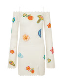 Casablanca Crochet Knit Mini Dress With Patches