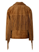 Golden Goose Leather Biker Jacket With Fringe