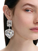 Self Portrait Crystal Pearl Heart Earrings