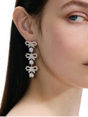 Self Portrait Crystal Micro Bow Tiered Earrings