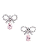 Self Portrait Pink Micro Bow Drop Earrings
