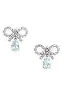 Self Portrait Micro Bow Blue Drop Earrings