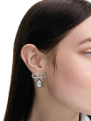 Self Portrait Micro Bow Blue Drop Earrings