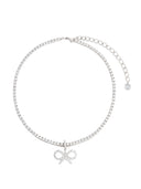 Self Portrait Crystal Bow Tennis Necklace