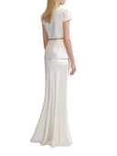 Self Portrait Cream Taffeta Chain Belt Maxi Dress