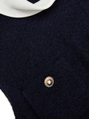 Self Portrait Navy Boucle Sleeveless Midi Dress