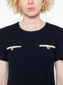 Selvportræt marineblå bouclé mini kjole