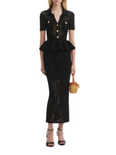 Self Portrait Black Bow Crochet Midi Dress