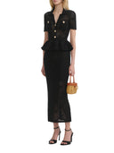 Self Portrait Black Bow Crochet Midi Dress