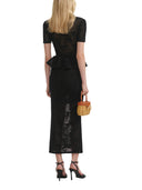 Self Portrait Black Bow Crochet Midi Dress