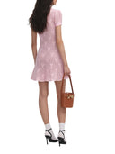 Self Portrait Pink Crochet Bow Mini Dress With Crystal Trim