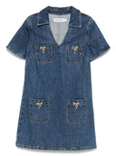 Self Portrait Women`s Blue V Neck Denim Dress
