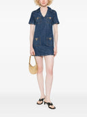 Self Portrait Women`s Blue V Neck Denim Dress