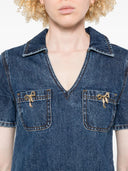 Self Portrait Women`s Blue V Neck Denim Dress