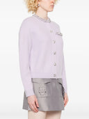 Self Portrait Women`s Purple Pearl Trim Ribbed Knit Cardigan