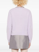 Self Portrait Women`s Purple Pearl Trim Ribbed Knit Cardigan