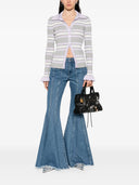 Self Portrait Grey Striped Ribbed Sweater