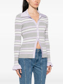 Self Portrait Grey Striped Ribbed Sweater
