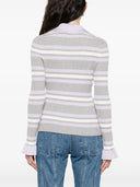 Self Portrait Grey Striped Ribbed Sweater