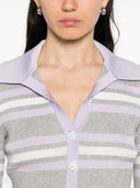 Self Portrait Grey Striped Ribbed Sweater