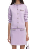 Self Portrait Lilac Crystal Trim Knit Skirt