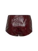 Self Portrait Women`s Red Zipper Leather Shorts