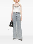 Self Portrait Women`s Blue Bow Wide Leg Jeans