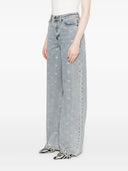 Self Portrait Women`s Blue Bow Wide Leg Jeans