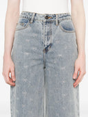 Self Portrait Women`s Blue Bow Wide Leg Jeans