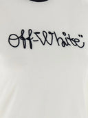 Off White Script T -Shirt mit Stickerei