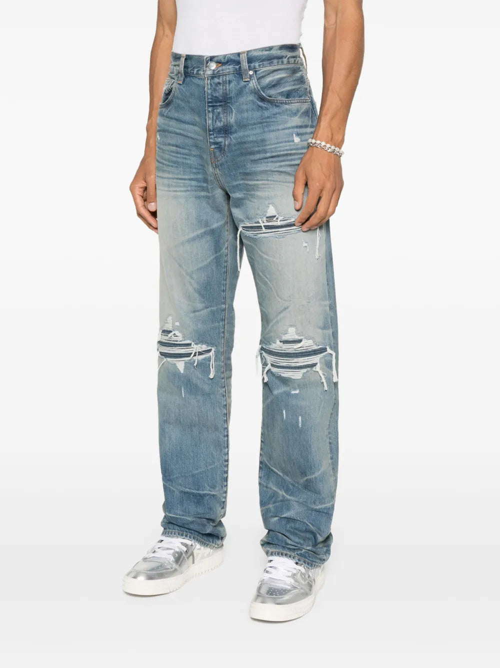 Amiri jean à jambe droite en détresse