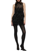 The Attico Black Feather Embroidered Tulle Mini Dress