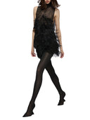 Il mini abito di tulle ricamato alla piuma nera Attico
