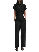Toteme Black Woven Low Rise Top