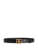 Dolce & Gabbana Leather Belt With Logo Plaque