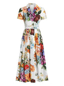 Abito midi Poplin Dolce & Gabbana con stampa a bouquet floreale