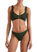 Hunza G Julia Bikini With Tonal Circles In Metallic Khaki