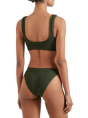 Hunza G Julia Bikini With Tonal Circles In Metallic Khaki