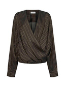 Dries Van Noten Brown Striped Cupro Draped Blouse