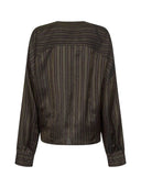 Dries Van Noten Brown Striped Cupro Draped Blouse