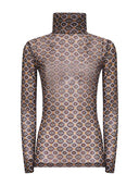 Dries Van Noten Mesh Top With Brown Mini Tie Print
